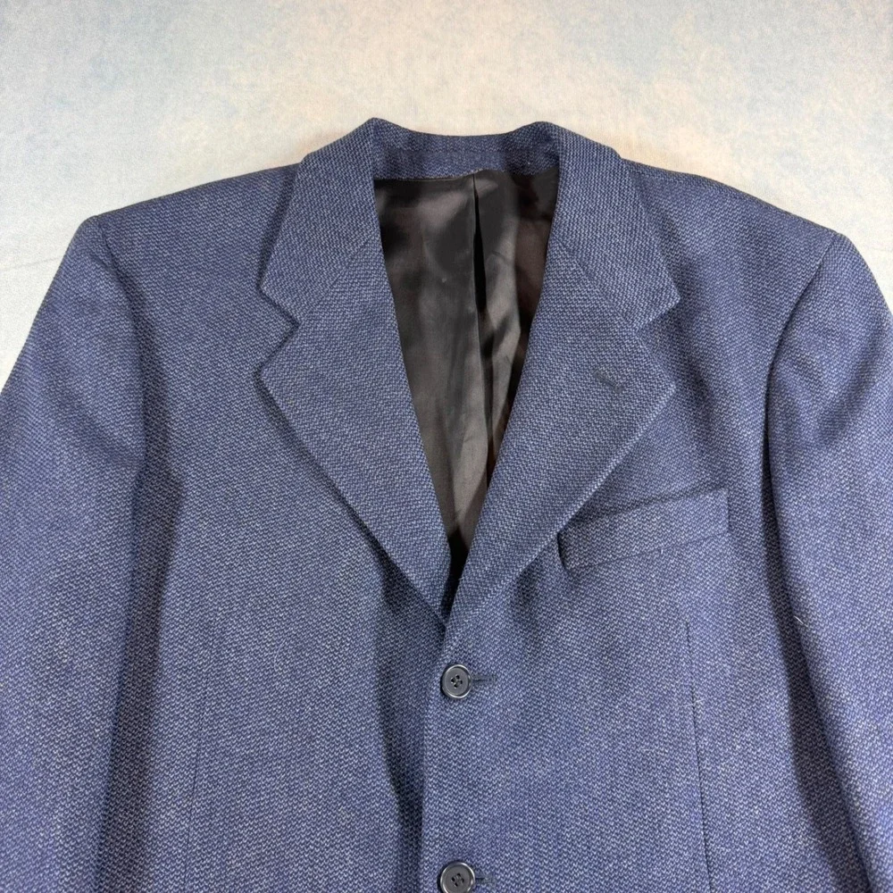 Ermenegildo Zegna Silvany Sport Coat Mens 54 Blue Wool Cashmere Blazer Tweed